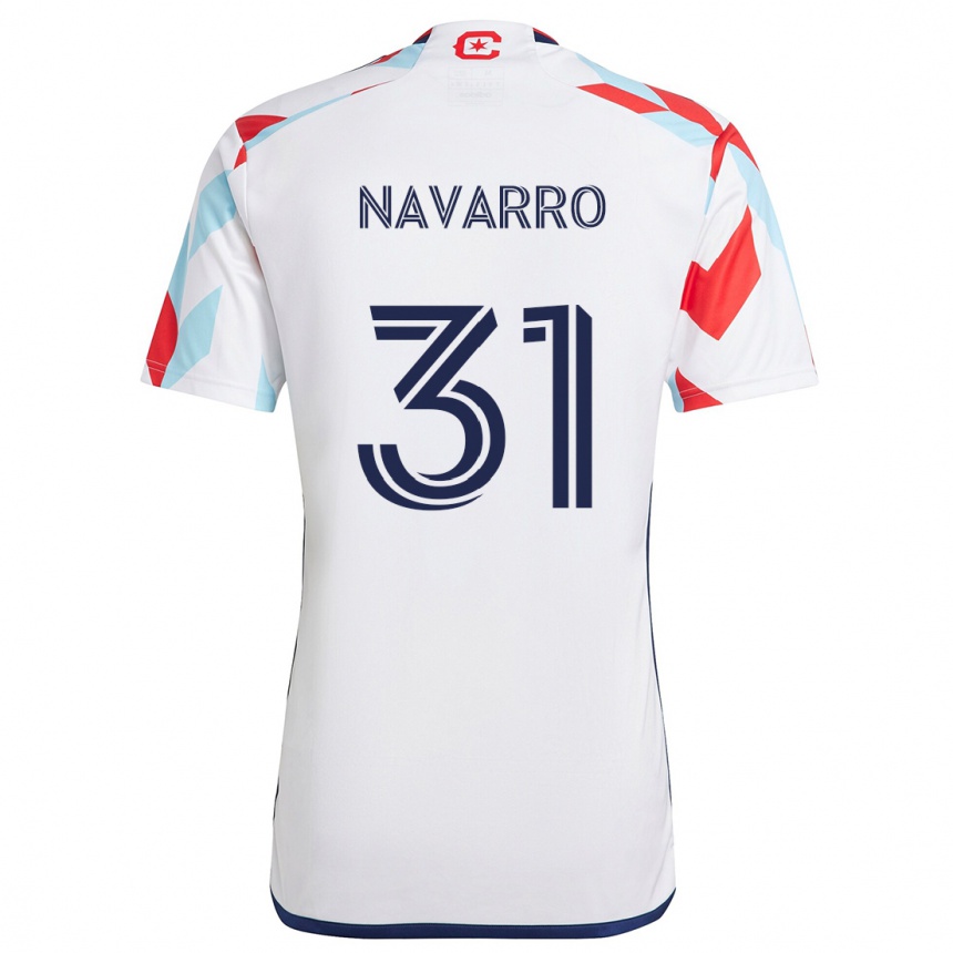 Niño Fútbol Camiseta Federico Navarro #31 Blanco Rojo Azul 2ª Equipación 2024/25