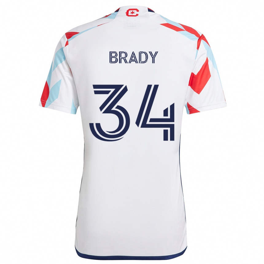 Niño Fútbol Camiseta Chris Brady #34 Blanco Rojo Azul 2ª Equipación 2024/25