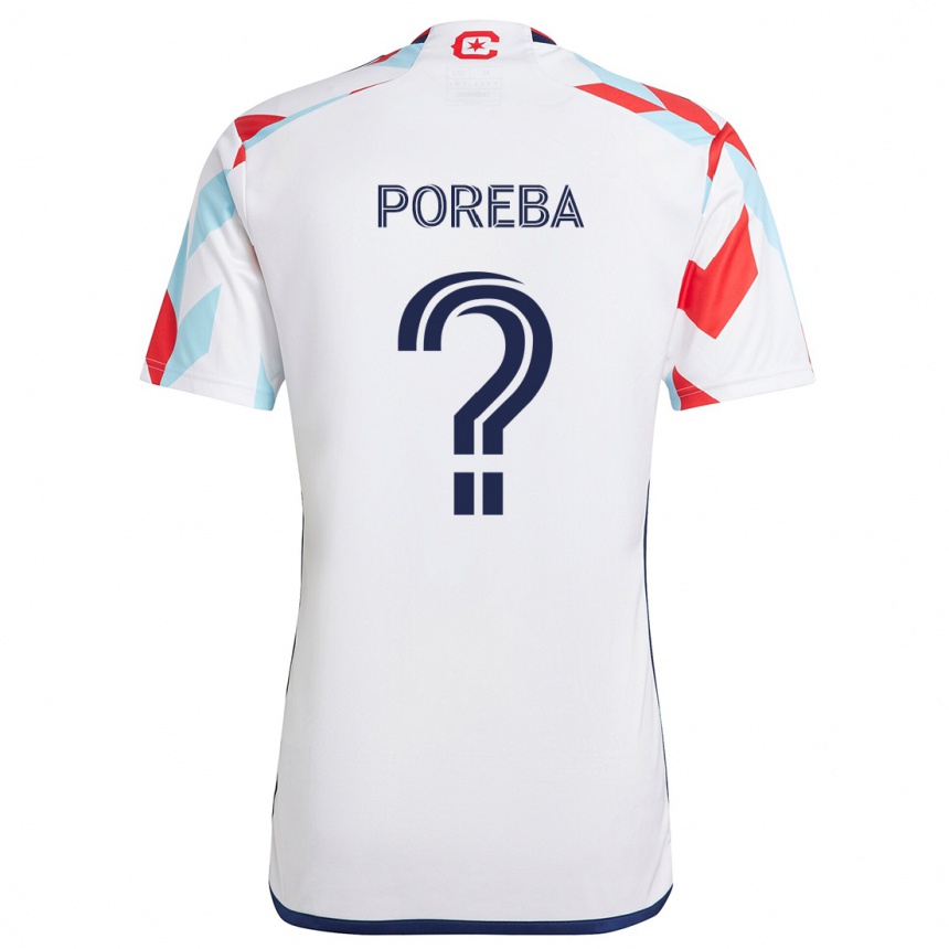 Niño Fútbol Camiseta David Poreba #0 Blanco Rojo Azul 2ª Equipación 2024/25