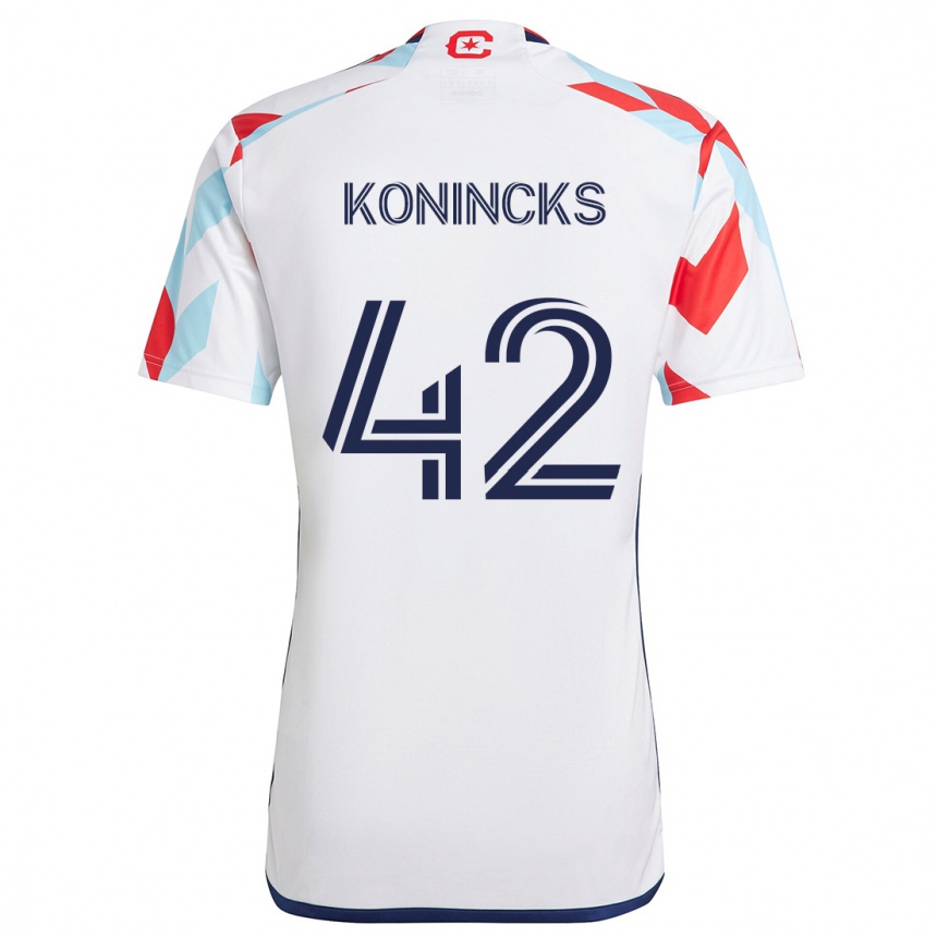 Niño Fútbol Camiseta Diego Konincks #42 Blanco Rojo Azul 2ª Equipación 2024/25