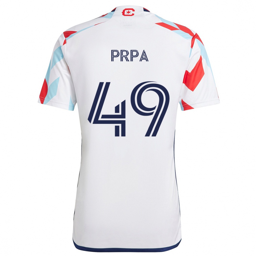 Niño Fútbol Camiseta Luka Prpa #49 Blanco Rojo Azul 2ª Equipación 2024/25