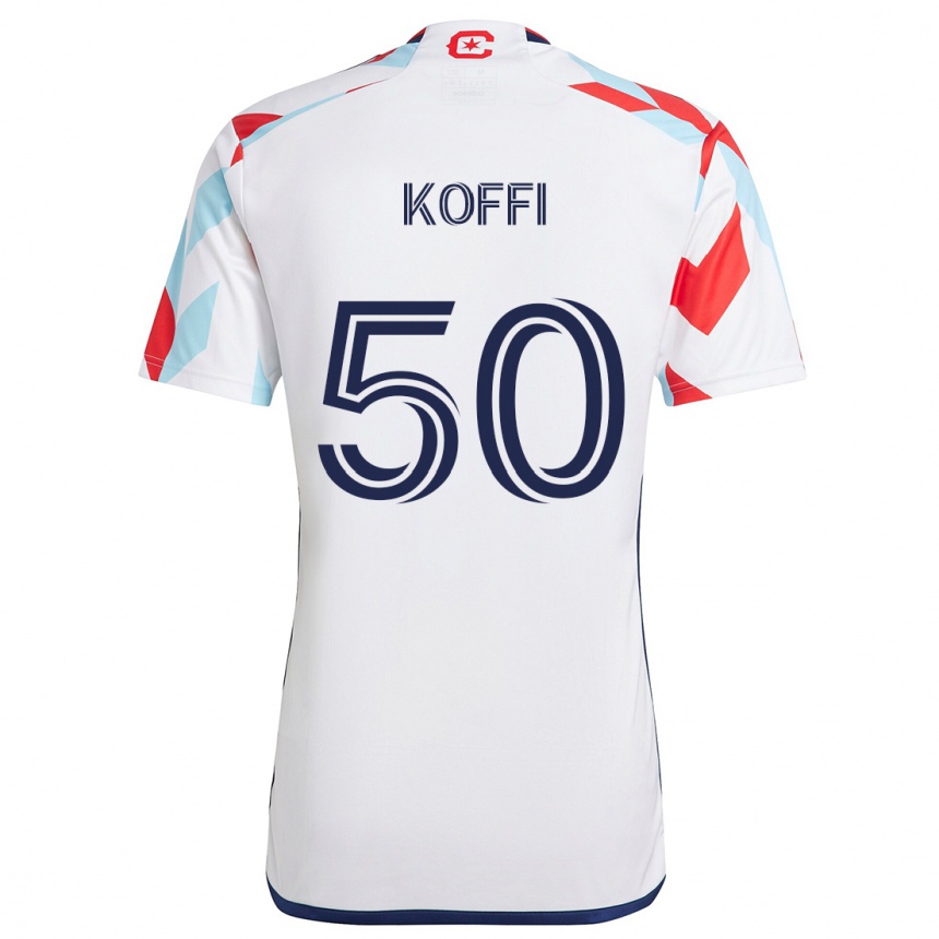 Niño Fútbol Camiseta Christian Koffi #50 Blanco Rojo Azul 2ª Equipación 2024/25