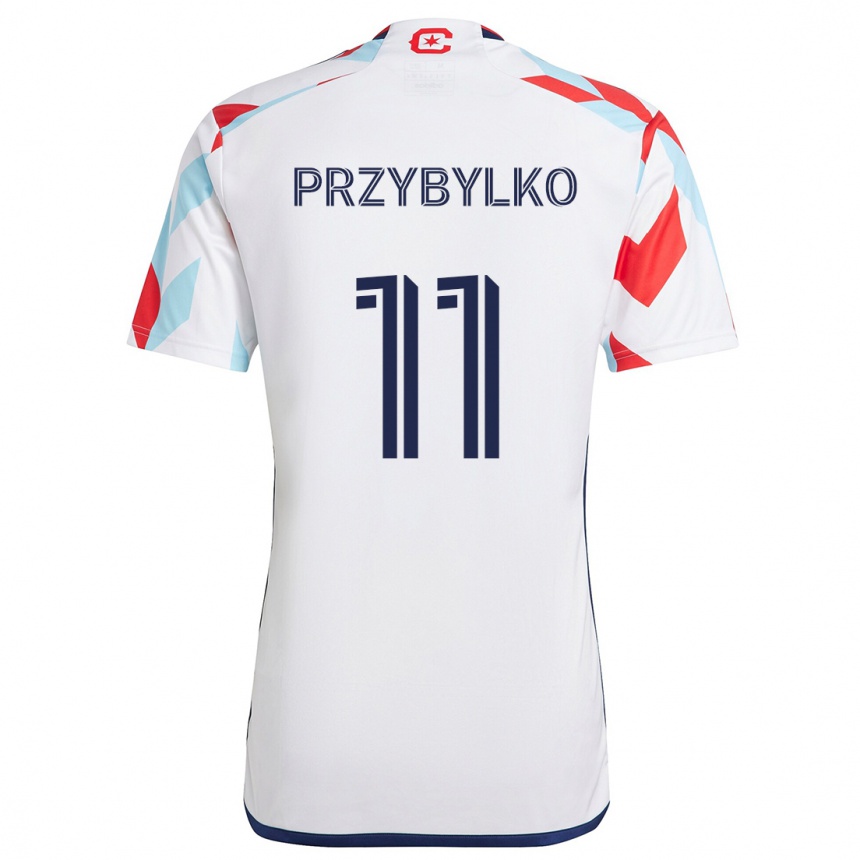 Niño Fútbol Camiseta Kacper Przybylko #11 Blanco Rojo Azul 2ª Equipación 2024/25