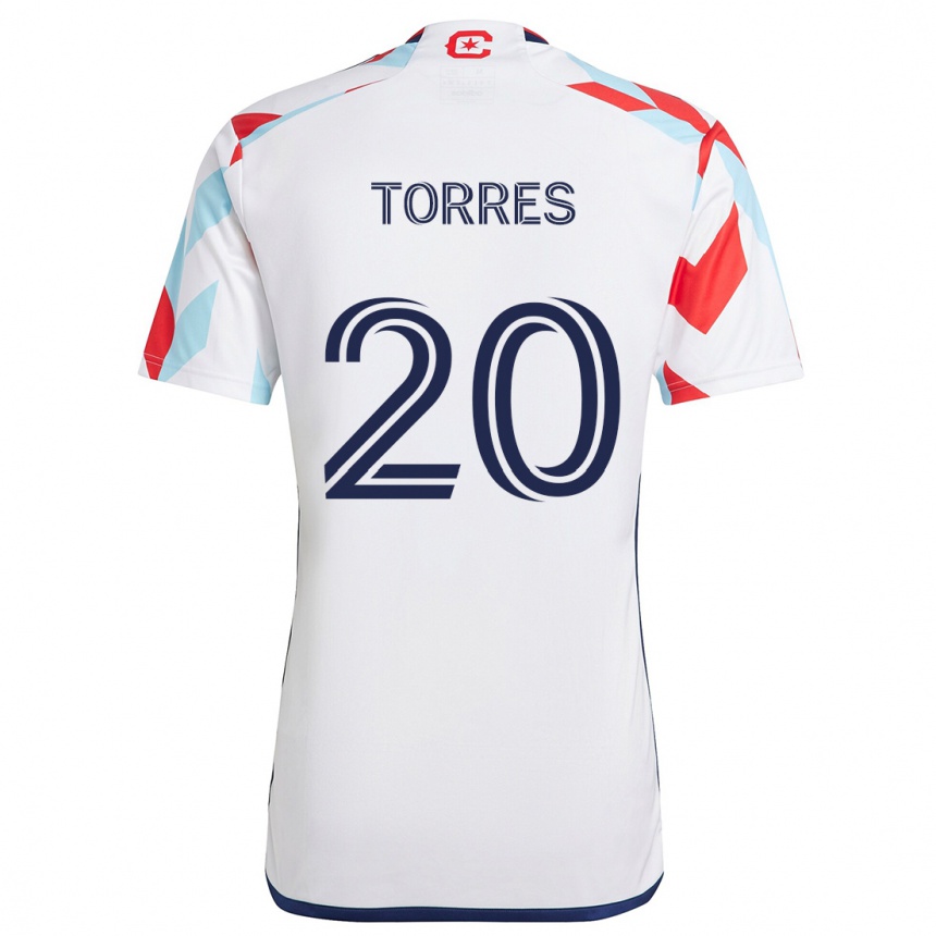 Niño Fútbol Camiseta Jairo Torres #20 Blanco Rojo Azul 2ª Equipación 2024/25