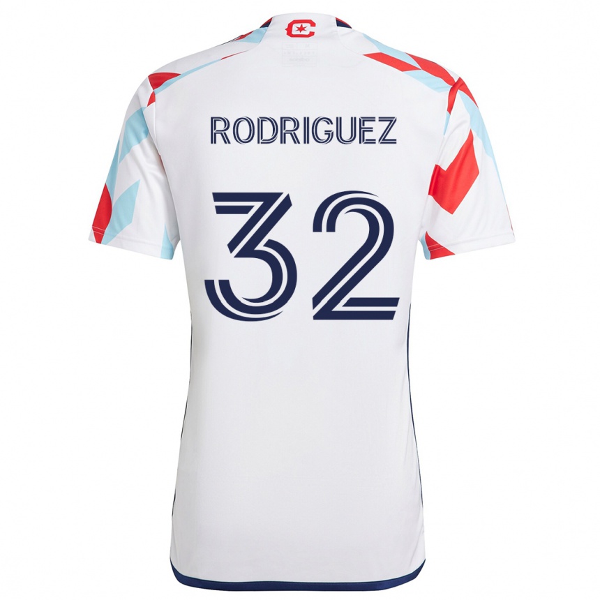 Niño Fútbol Camiseta Missael Rodríguez #32 Blanco Rojo Azul 2ª Equipación 2024/25