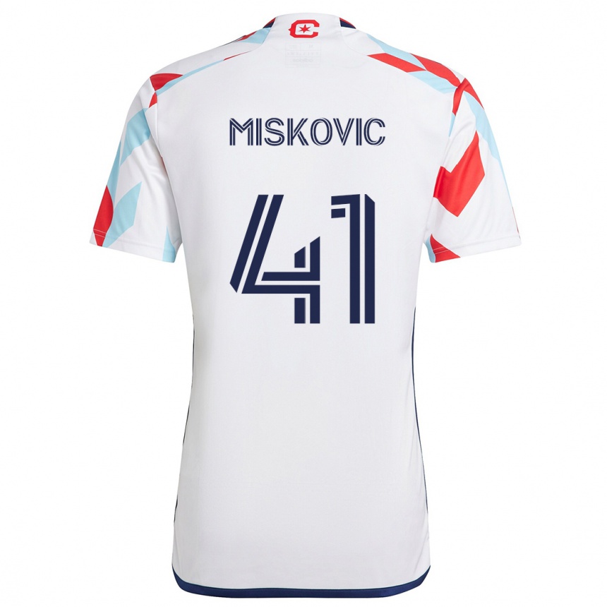 Niño Fútbol Camiseta Mihajlo Miskovic #41 Blanco Rojo Azul 2ª Equipación 2024/25