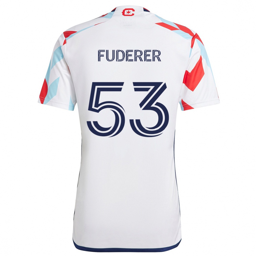 Niño Fútbol Camiseta Jake Fuderer #53 Blanco Rojo Azul 2ª Equipación 2024/25