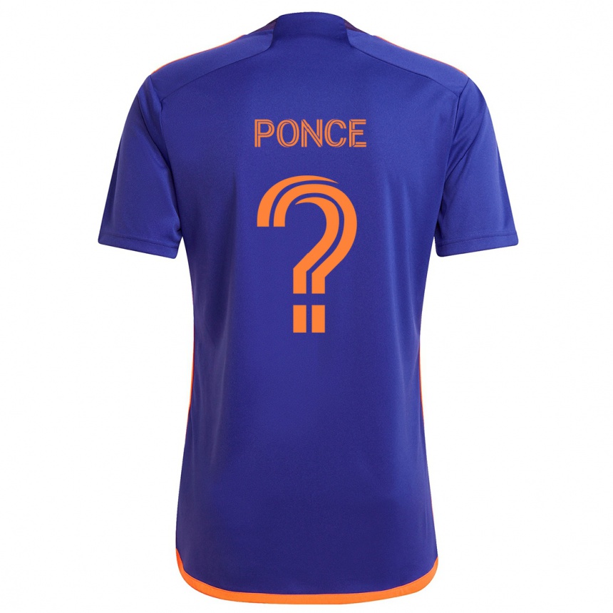 Niño Fútbol Camiseta Ezequiel Ponce #0 Púrpura Naranja 2ª Equipación 2024/25