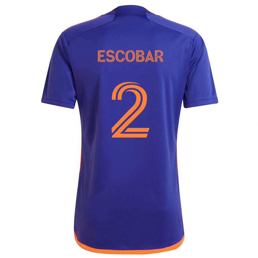 Niño Fútbol Camiseta Franco Escobar #2 Púrpura Naranja 2ª Equipación 2024/25