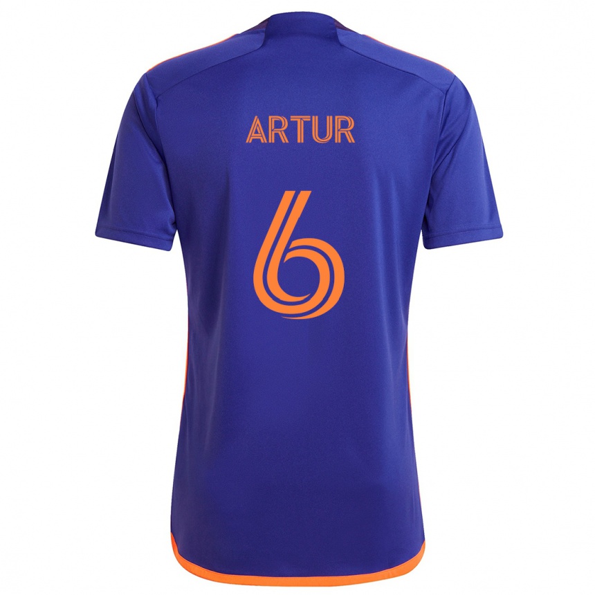 Niño Fútbol Camiseta Artur #6 Púrpura Naranja 2ª Equipación 2024/25