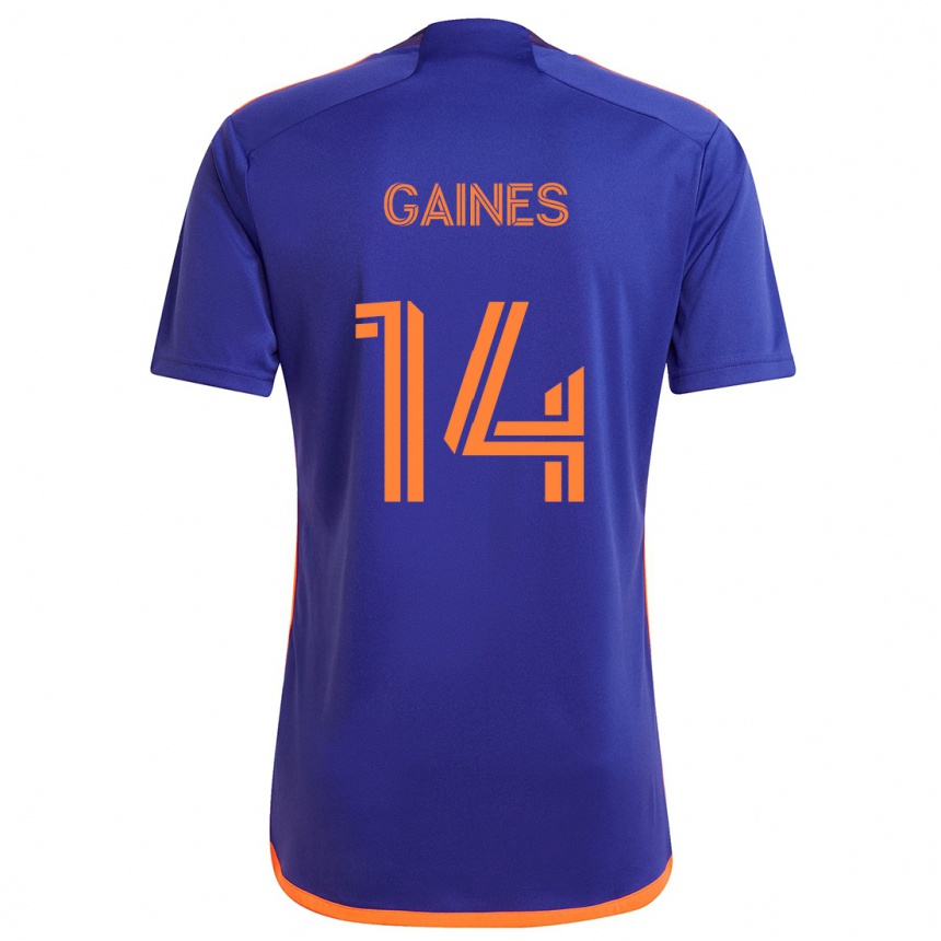 Niño Fútbol Camiseta Mckinze Gaines #14 Púrpura Naranja 2ª Equipación 2024/25