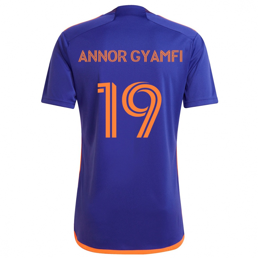 Niño Fútbol Camiseta Stephen Annor Gyamfi #19 Púrpura Naranja 2ª Equipación 2024/25