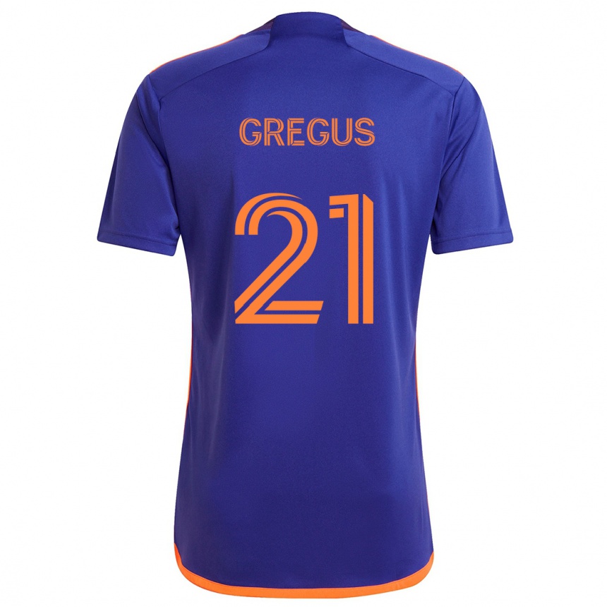 Niño Fútbol Camiseta Ján Gregus #21 Púrpura Naranja 2ª Equipación 2024/25