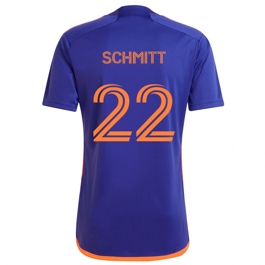 Niño Fútbol Camiseta Tate Schmitt #22 Púrpura Naranja 2ª Equipación 2024/25