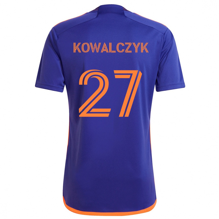 Niño Fútbol Camiseta Sebastian Kowalczyk #27 Púrpura Naranja 2ª Equipación 2024/25