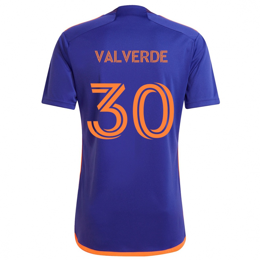 Niño Fútbol Camiseta Jefferson Valverde #30 Púrpura Naranja 2ª Equipación 2024/25