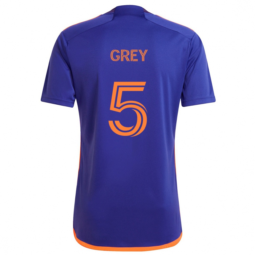 Niño Fútbol Camiseta Omar Grey #5 Púrpura Naranja 2ª Equipación 2024/25