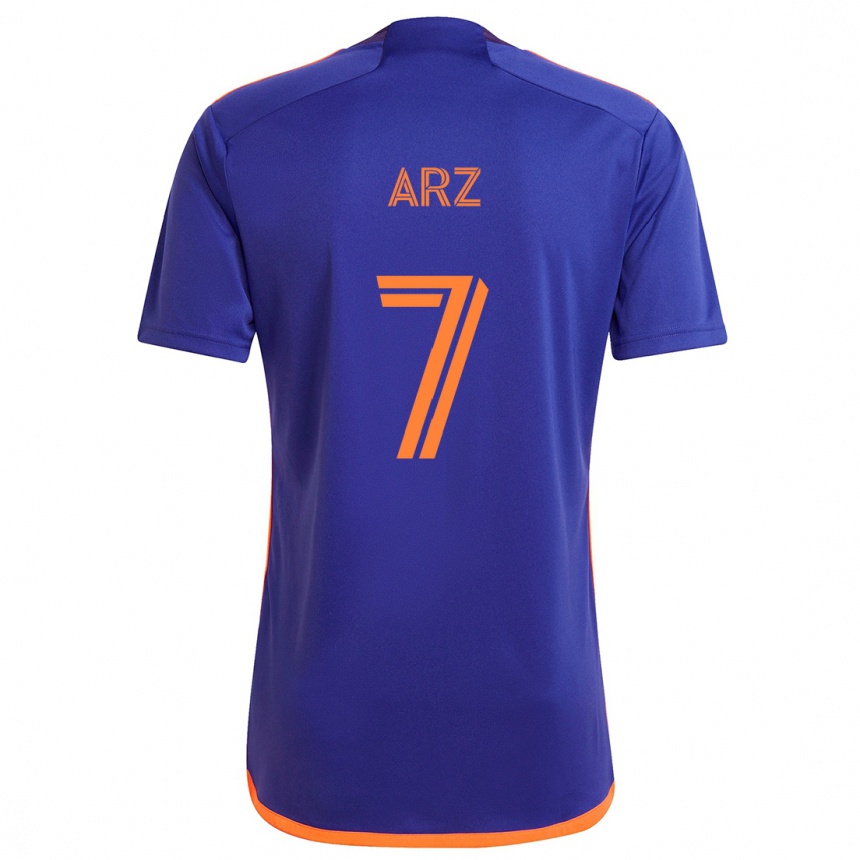 Niño Fútbol Camiseta Exon Arzú #7 Púrpura Naranja 2ª Equipación 2024/25