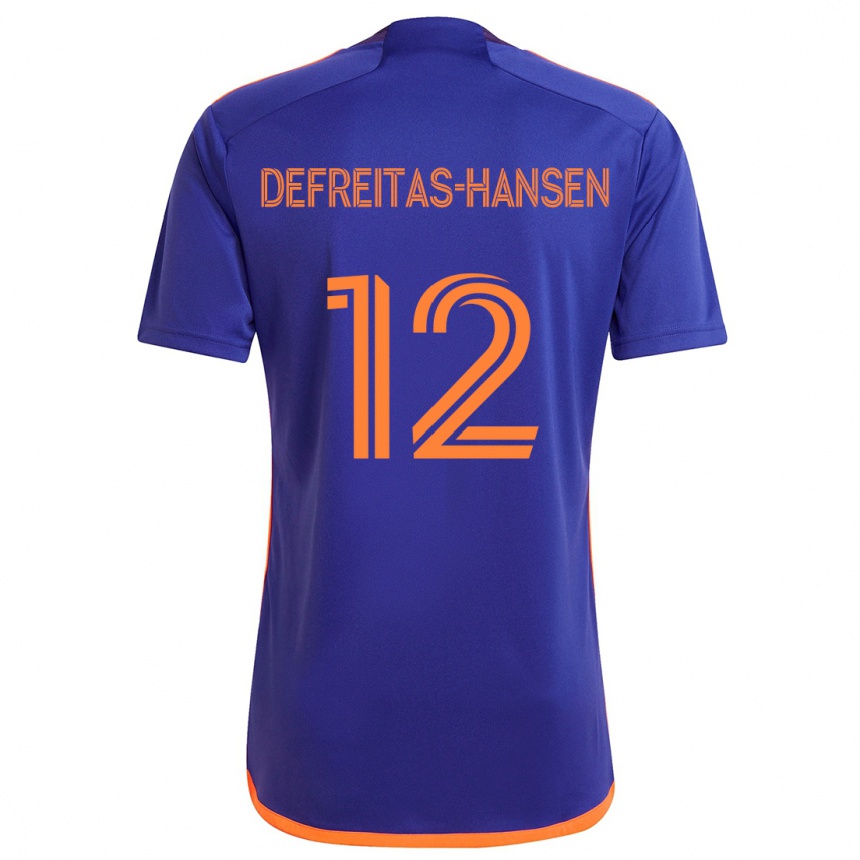 Niño Fútbol Camiseta Nicholas Defreitas-Hansen #12 Púrpura Naranja 2ª Equipación 2024/25