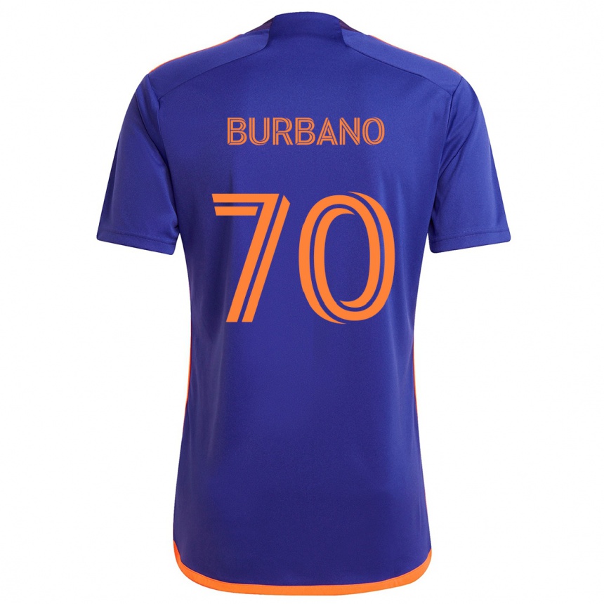 Niño Fútbol Camiseta Jordy Burbano #70 Púrpura Naranja 2ª Equipación 2024/25