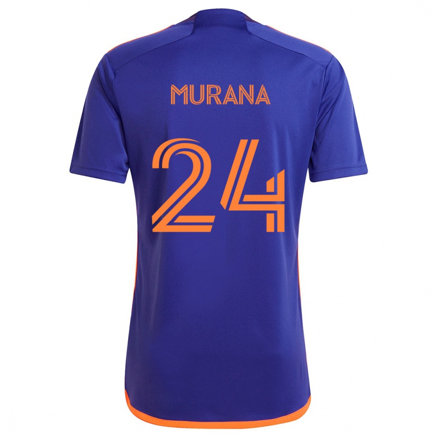 Niño Fútbol Camiseta Mujeeb Murana #24 Púrpura Naranja 2ª Equipación 2024/25