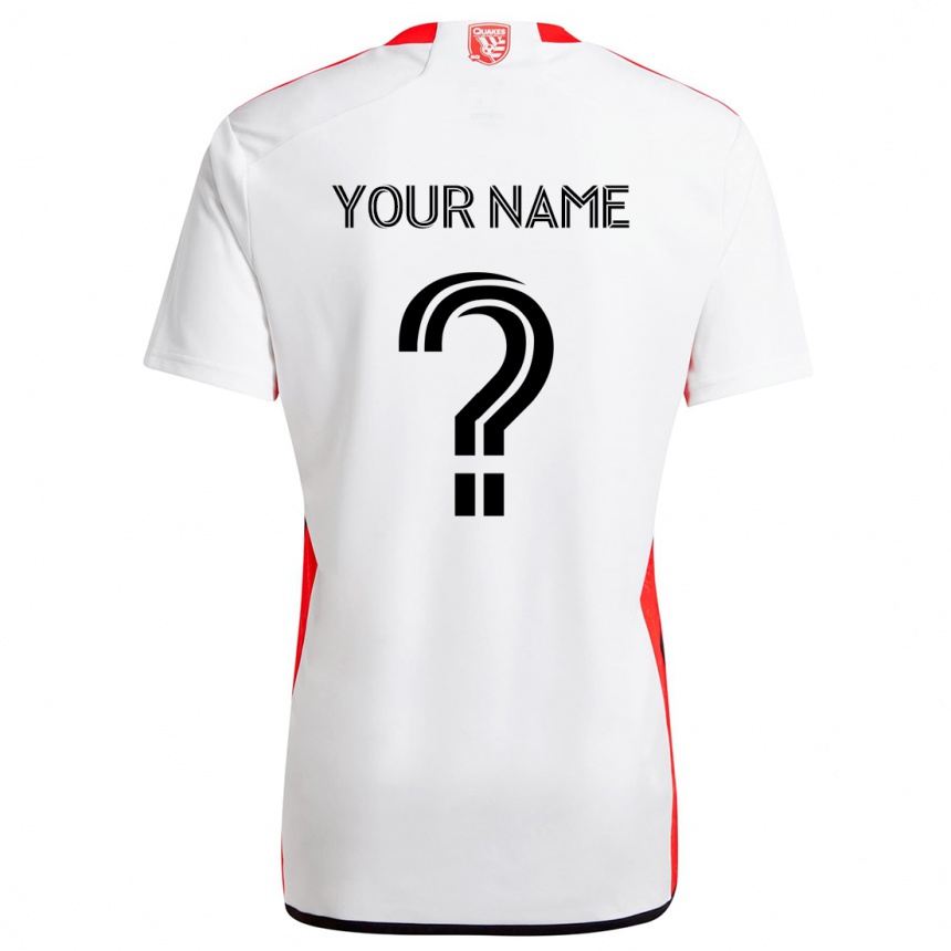 Niño Fútbol Camiseta Su Nombre #0 Blanco Rojo 2ª Equipación 2024/25