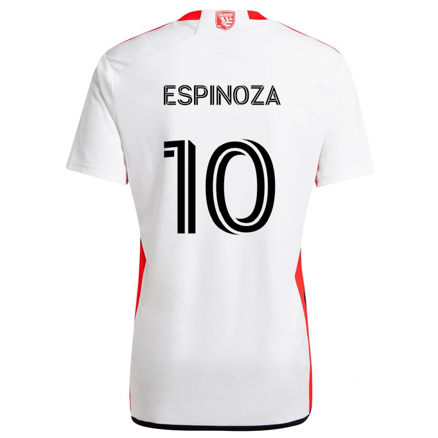 Niño Fútbol Camiseta Cristian Espinoza #10 Blanco Rojo 2ª Equipación 2024/25