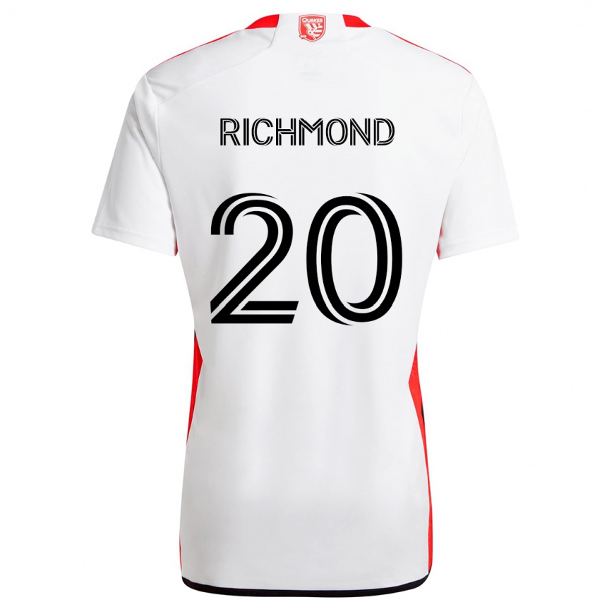 Niño Fútbol Camiseta Will Richmond #20 Blanco Rojo 2ª Equipación 2024/25