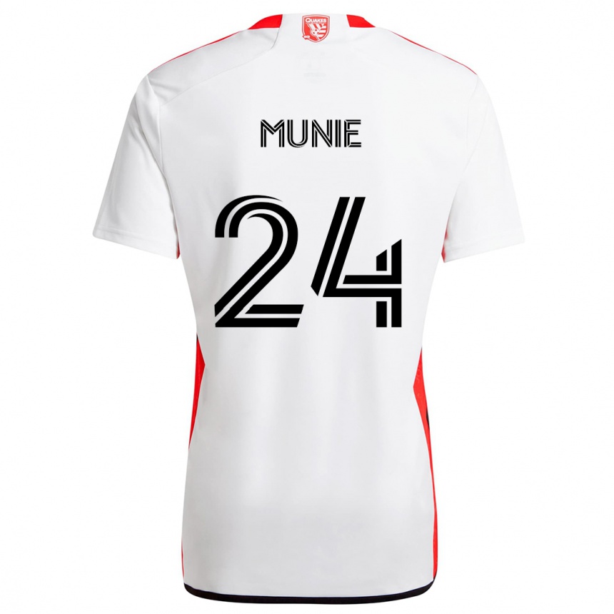 Niño Fútbol Camiseta Daniel Munie #24 Blanco Rojo 2ª Equipación 2024/25