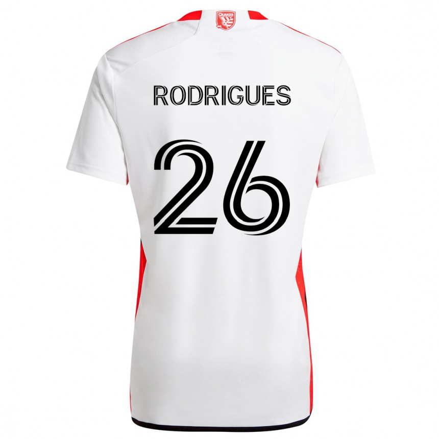 Niño Fútbol Camiseta Rodrigues #26 Blanco Rojo 2ª Equipación 2024/25