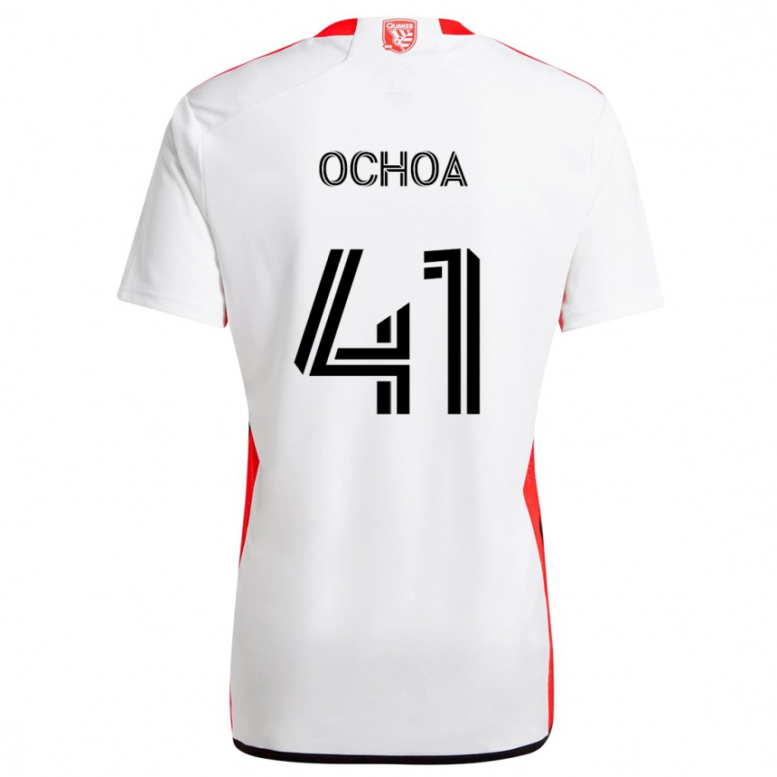 Niño Fútbol Camiseta Emmanuel Ochoa #41 Blanco Rojo 2ª Equipación 2024/25