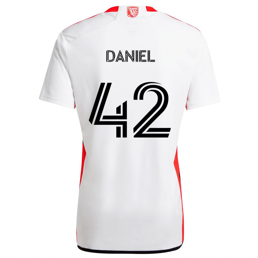 Niño Fútbol Camiseta Daniel #42 Blanco Rojo 2ª Equipación 2024/25