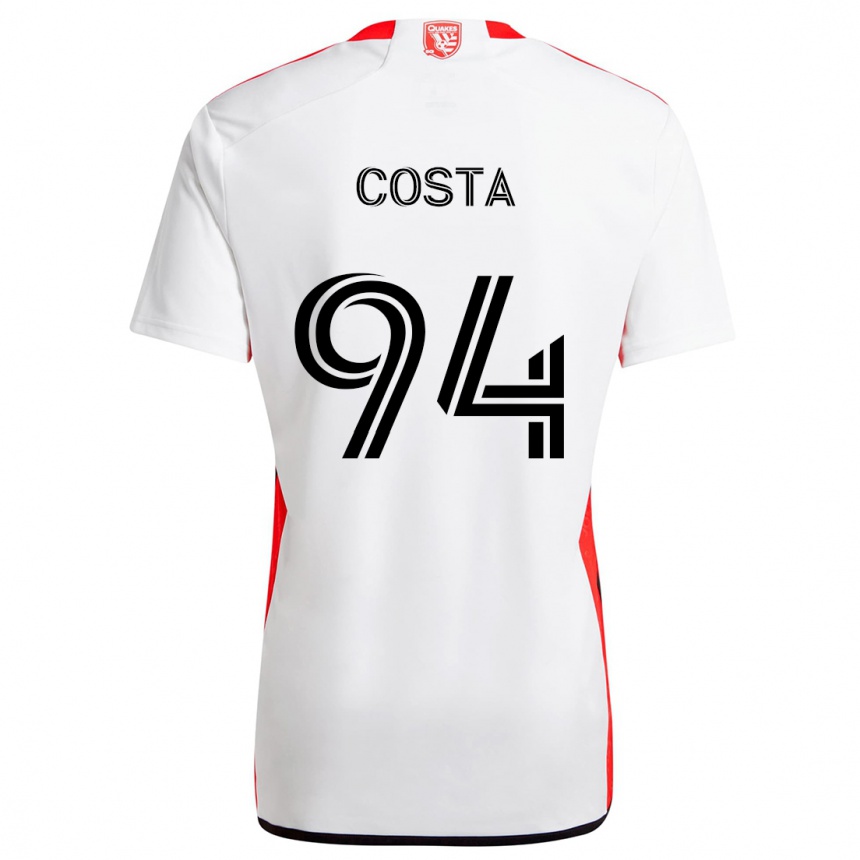 Niño Fútbol Camiseta Vítor Costa #94 Blanco Rojo 2ª Equipación 2024/25