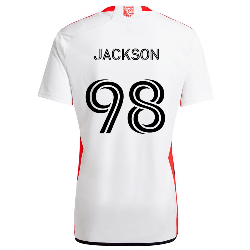 Niño Fútbol Camiseta Jacob Jackson #98 Blanco Rojo 2ª Equipación 2024/25