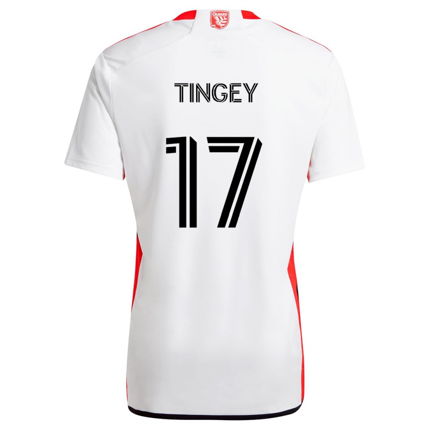 Niño Fútbol Camiseta Keegan Tingey #17 Blanco Rojo 2ª Equipación 2024/25