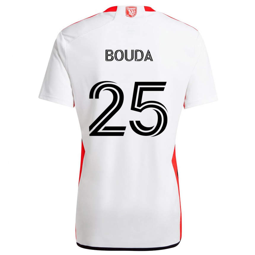 Niño Fútbol Camiseta Ousseni Bouda #25 Blanco Rojo 2ª Equipación 2024/25