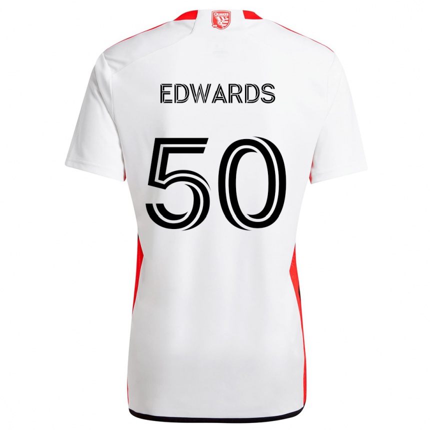 Niño Fútbol Camiseta Aaron Edwards #50 Blanco Rojo 2ª Equipación 2024/25