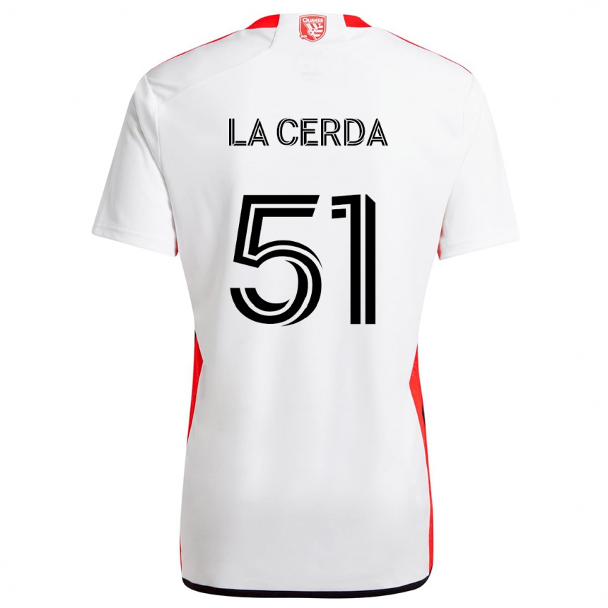 Niño Fútbol Camiseta Eric De La Cerda #51 Blanco Rojo 2ª Equipación 2024/25