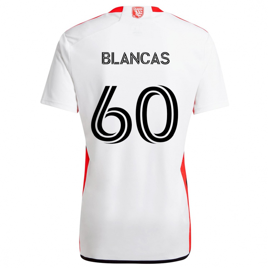 Niño Fútbol Camiseta Eduardo Blancas #60 Blanco Rojo 2ª Equipación 2024/25