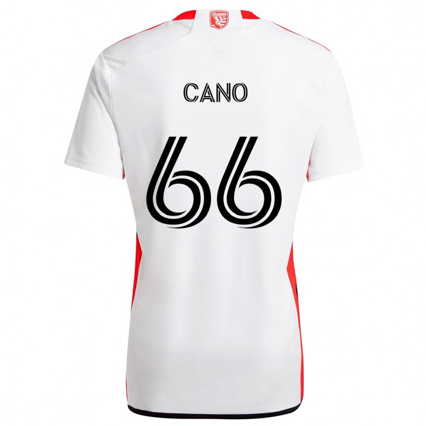 Niño Fútbol Camiseta Alejandro Cano #66 Blanco Rojo 2ª Equipación 2024/25