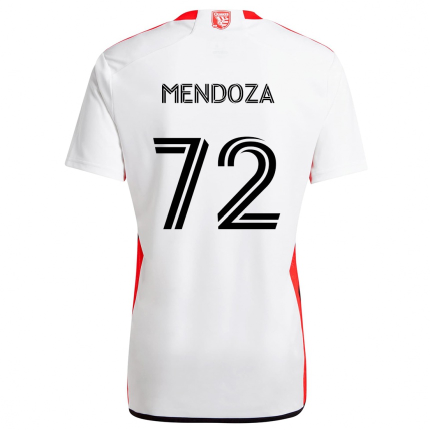 Niño Fútbol Camiseta Edwyn Mendoza #72 Blanco Rojo 2ª Equipación 2024/25