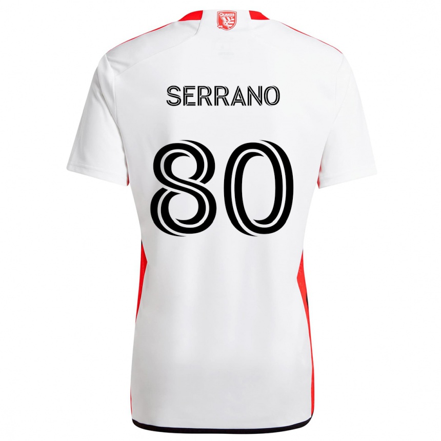 Niño Fútbol Camiseta David Serrano #80 Blanco Rojo 2ª Equipación 2024/25