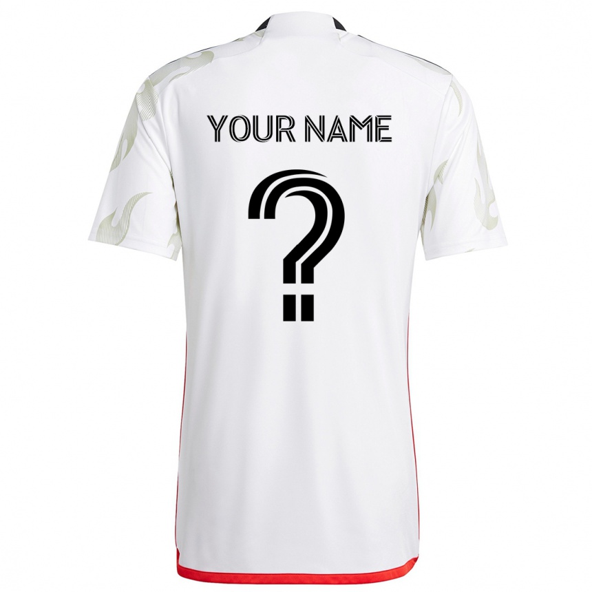 Niño Fútbol Camiseta Su Nombre #0 Blanco Rojo Negro 2ª Equipación 2024/25