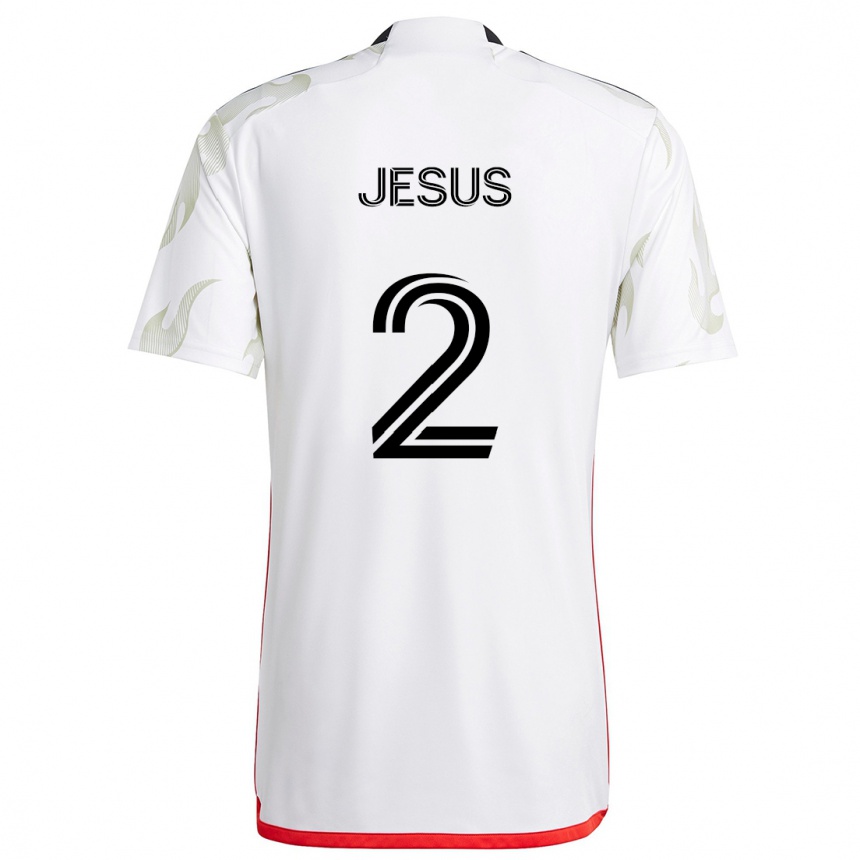 Niño Fútbol Camiseta Geovane Jesus #2 Blanco Rojo Negro 2ª Equipación 2024/25