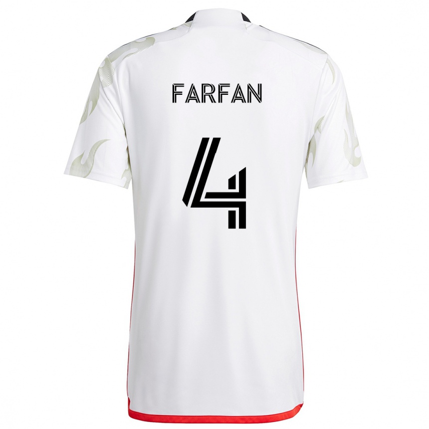 Niño Fútbol Camiseta Marco Farfán #4 Blanco Rojo Negro 2ª Equipación 2024/25