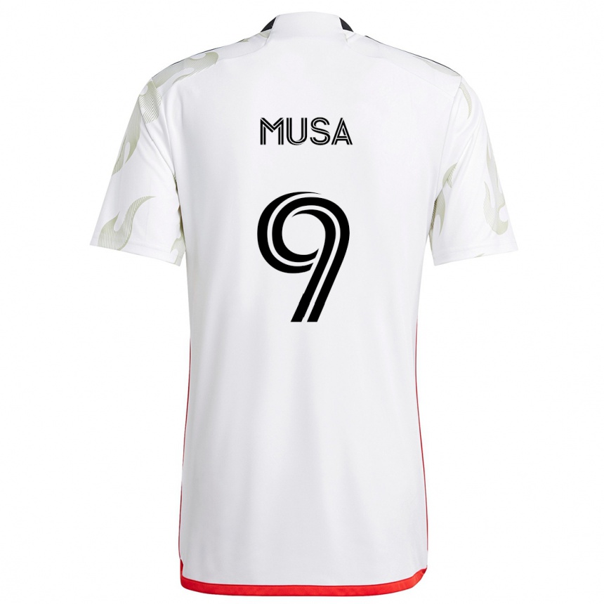 Niño Fútbol Camiseta Petar Musa #9 Blanco Rojo Negro 2ª Equipación 2024/25