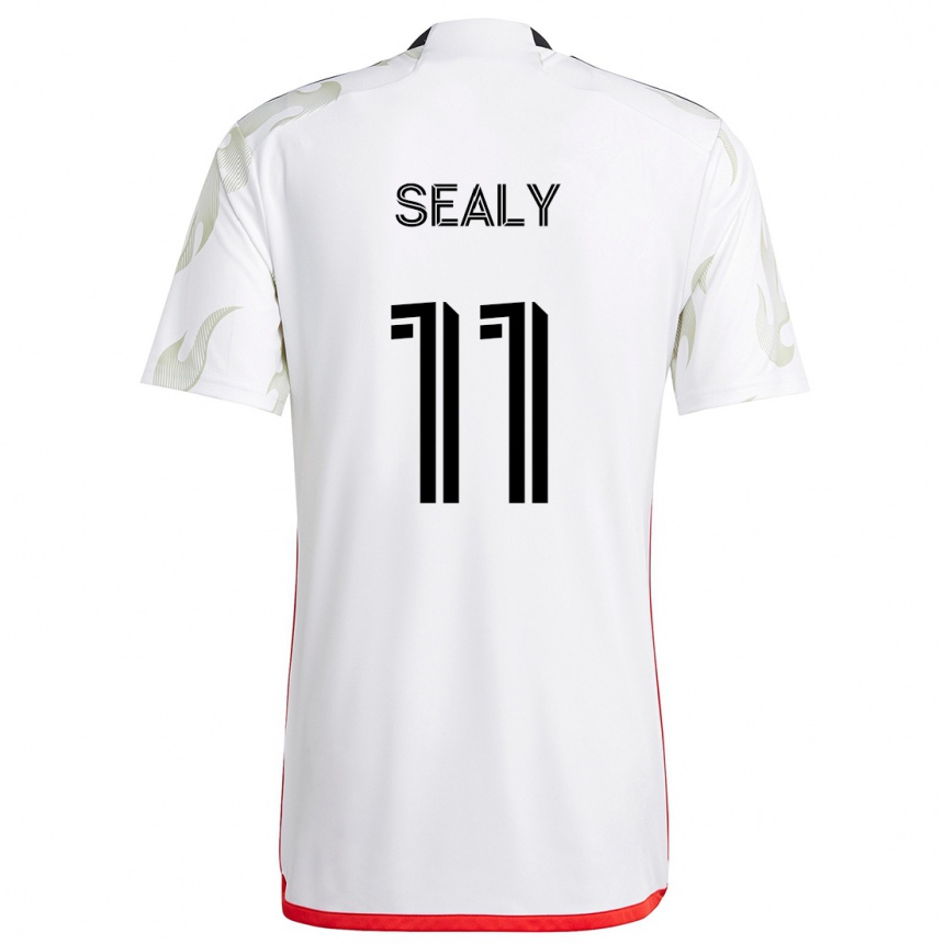 Niño Fútbol Camiseta Dante Sealy #11 Blanco Rojo Negro 2ª Equipación 2024/25