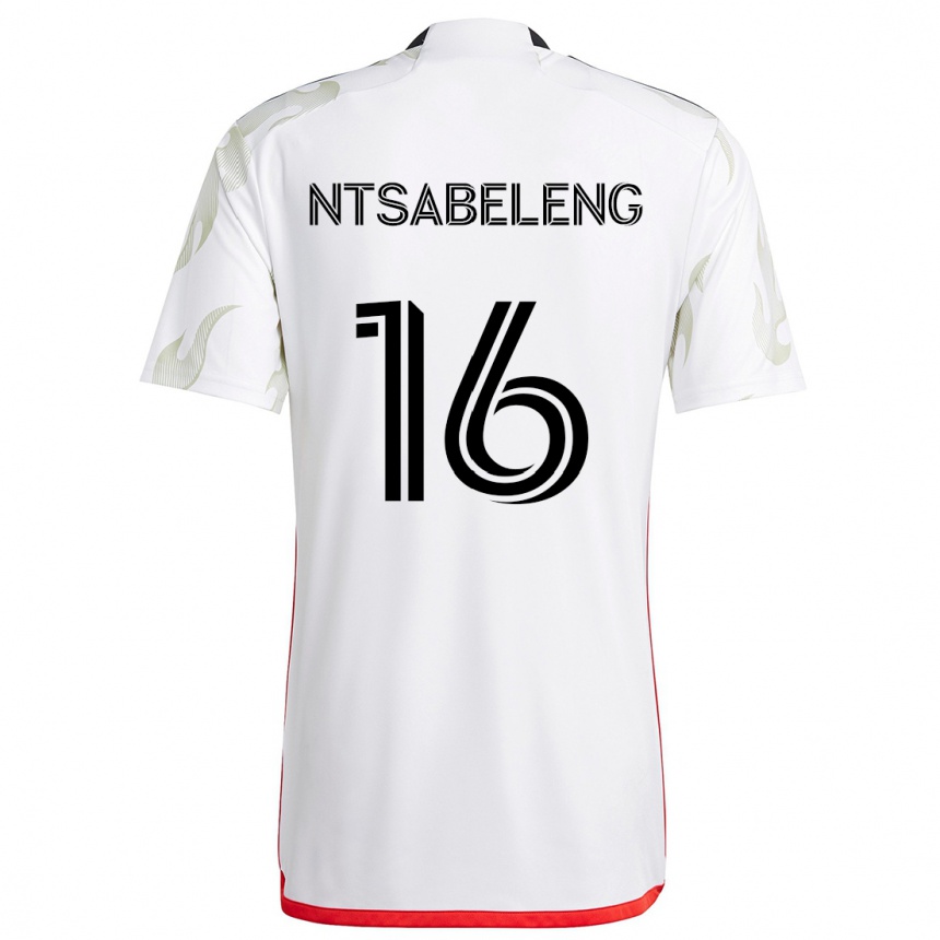 Niño Fútbol Camiseta Tsiki Ntsabeleng #16 Blanco Rojo Negro 2ª Equipación 2024/25