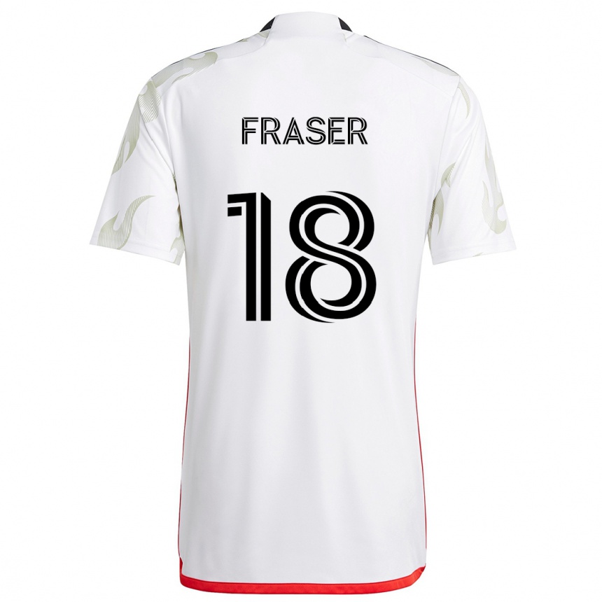 Niño Fútbol Camiseta Liam Fraser #18 Blanco Rojo Negro 2ª Equipación 2024/25