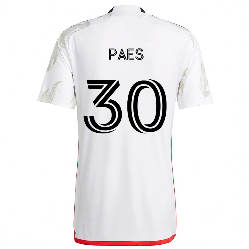 Niño Fútbol Camiseta Maarten Paes #30 Blanco Rojo Negro 2ª Equipación 2024/25